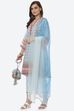 Sky Blue Straight Kurta Slim Pant Suit Set image number 5