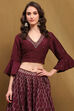 Black Hand-Block Printed Festive Crop Top image number 5
