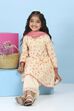 Peach Cotton Printed A-Line Suit Set
