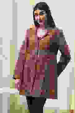 Burnt Orange Rayon Straight Printed Jacket image number 2