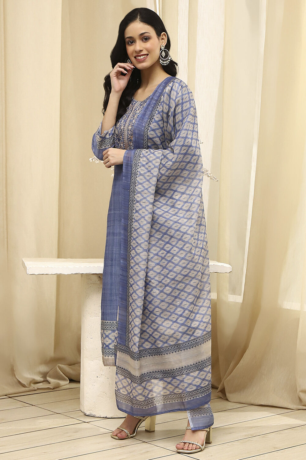 Pink Cotton Machine-Embroidered Unstitched Suit Set image number 4