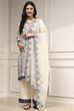 Natural White Chanderi Straight Dyed Suit Set image number 6