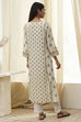 Cream-Colored Printed Straight Kurta image number 3