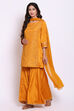 Yellow Art Silk Kurta Garara Suit Set image number 3