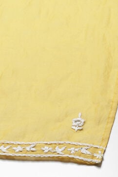 Yellow Cotton Blend Straight Kurta Slim Pants Suit Set image number 3