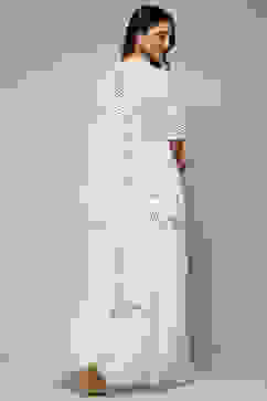 Off White Polyester Short Kurta Sharara Suit Set image number 5