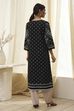 Black Pure Cotton Printed Straight Kurta image number 3