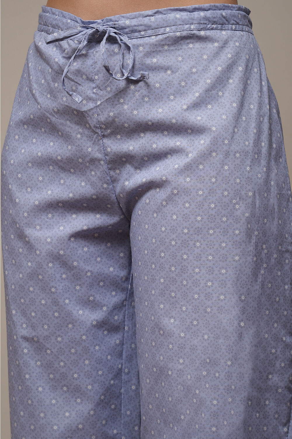 Powder Blue Cotton Straight Kurta Palazzo Suit Set image number 6