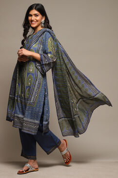 Indigo Rayon Straight Kurta Palazzo Suit Set image number 0