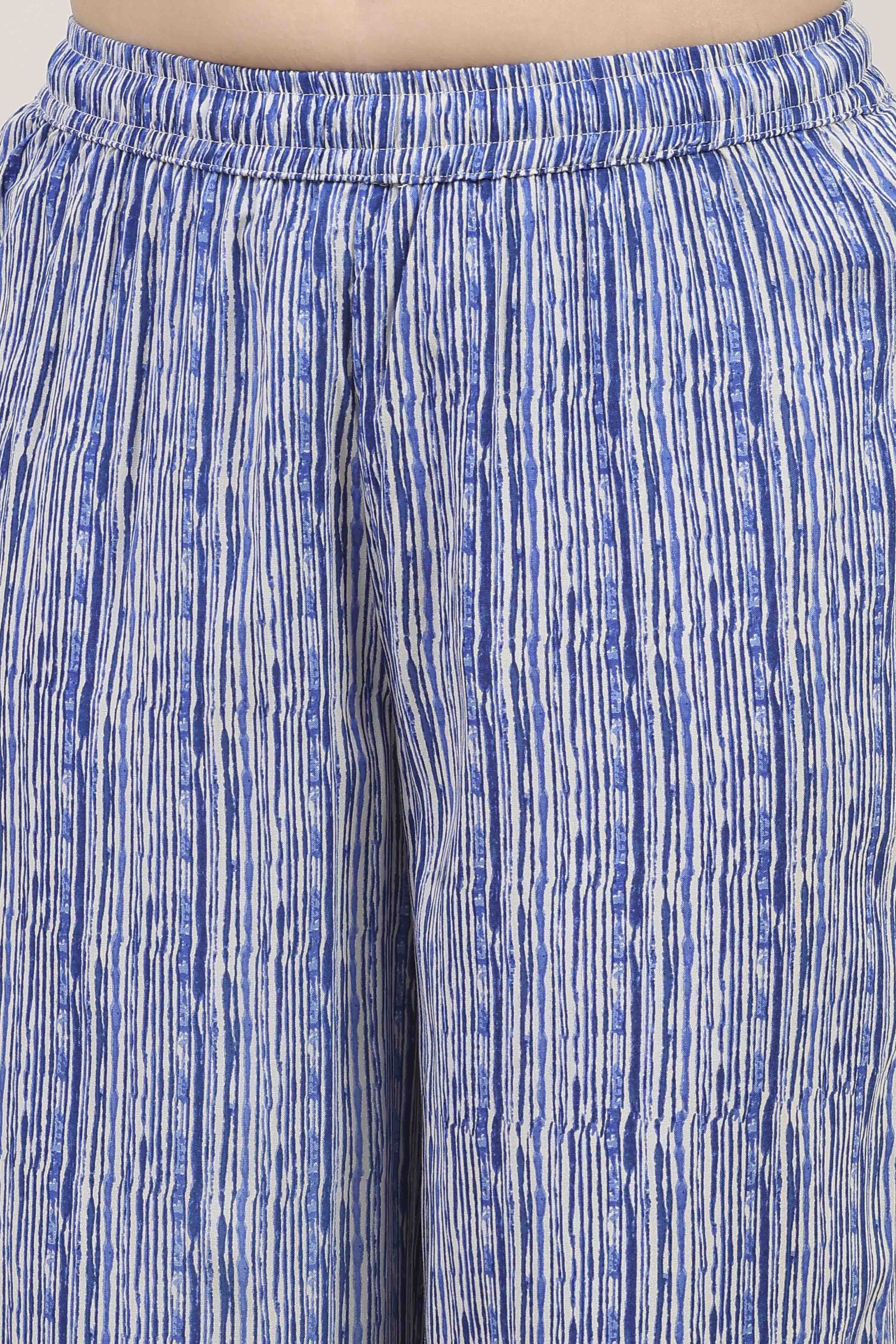 Blue Rayon Printed Straight Suit Set image number 2