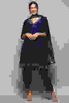 Blue LIVA Kalidar Kurta Salwar Pant Suit Set image number 7