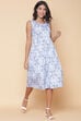 White Cotton Indie Mickey Printed Dress image number 3