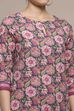 Pink Cotton Floral Printed Straight Kurta image number 1