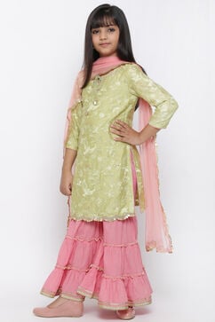 Green And Pink Sharara Kurta Sharara Suit Set image number 3