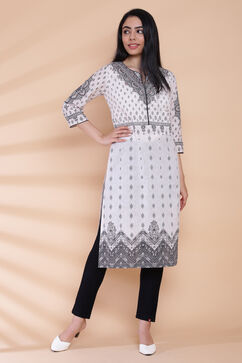 Natural Cotton Straight Printed Kurta image number 2