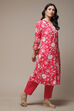 Pink LIVA Straight Printed Kurta image number 4