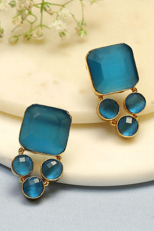 Blue Brass Earrings image number 0