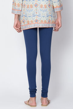 Navy Cotton Blend Solid Churidar image number 3