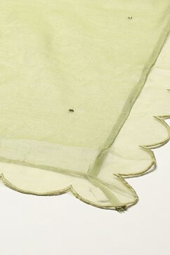 Green Cotton Blend Straight Kurta Pant Suit Set image number 3