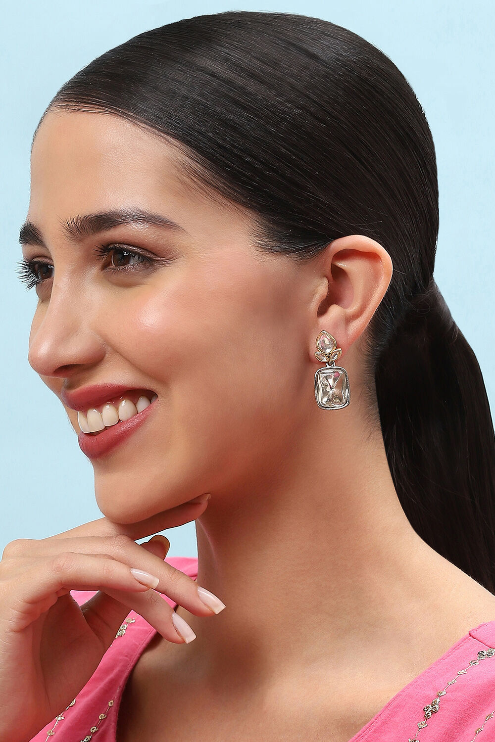 White Brass Earrings image number 1