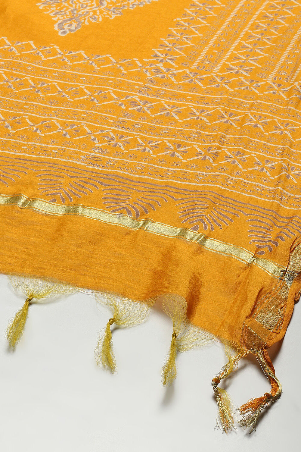 Orange Cotton Unstitched Suit set image number 4