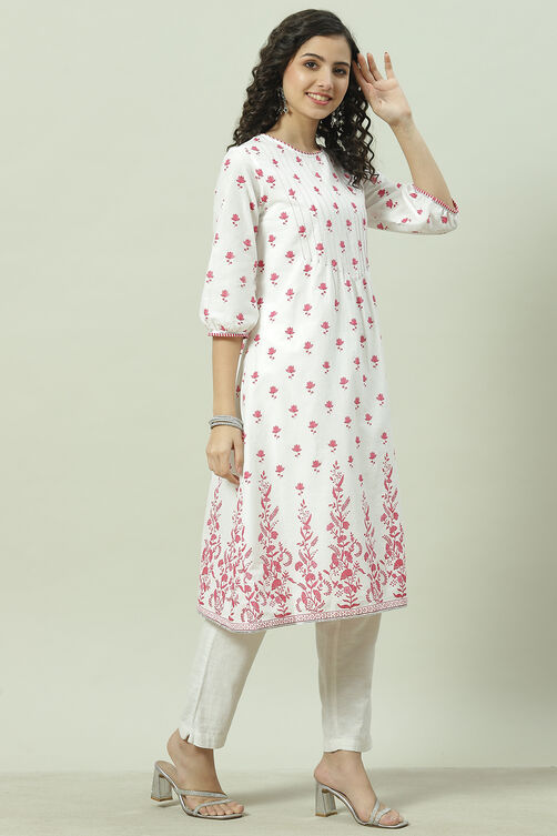 Lavender Cotton Straight Printed Kurta image number 2