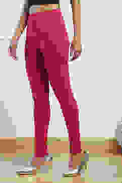 Fuschia Cotton Blend Solid Churidar image number 2