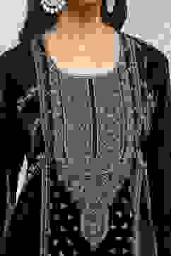 Dark Green Velvet Straight Winter Kurta Set image number 1