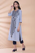 White Cotton Straight Printed Kurta image number 2