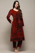 Burnt Orange Polyester Straight Printed Kurta image number 5