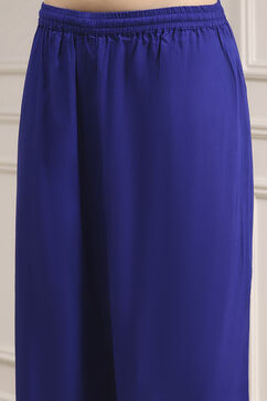 Purple Viscose Straight Printed Fusion Set image number 2