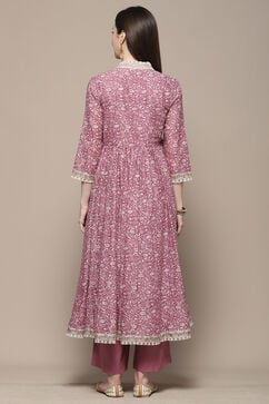 Pink Cotton Anarkali Suit Set image number 5