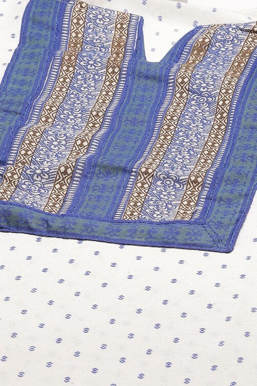 Blue Cotton Unstitched Dress Material Suit Set image number 1