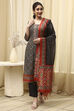Black Tissue Machine Embroidered Unstitched Suit Set image number 1