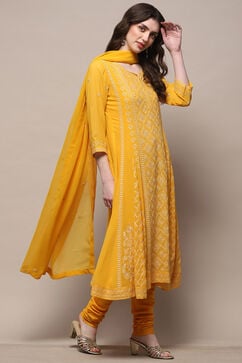 Yellow Polyester Straight Suit Set image number 6