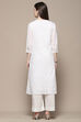 White Cotton Straight Kurta image number 3