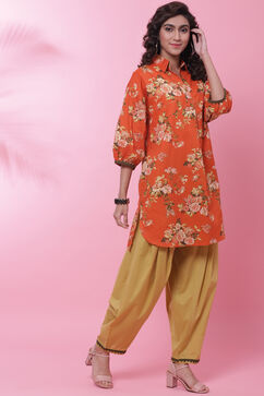 Orange Cotton Straight Kurta Salwar Suit Set image number 5