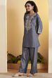 Blue Tencel Straight Suit Set image number 3