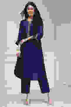 Indigo Blue Dyed Straight Kurta Set image number 0