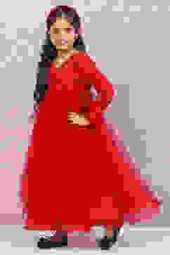 Red Nylon Flared Gown image number 2