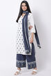 White Cotton Straight Kurta Palazzo Suit Set image number 2