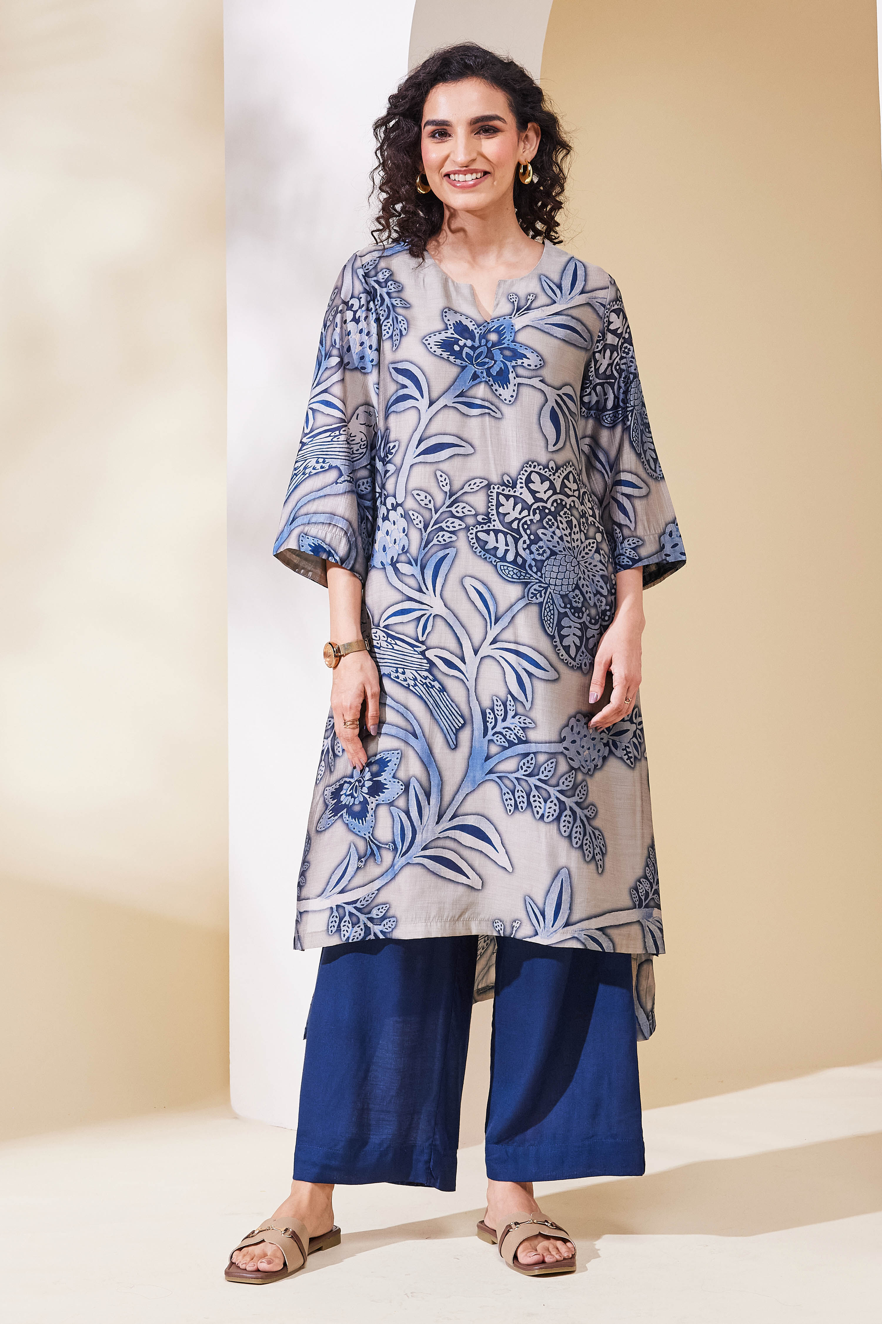 Blue Viscose Blend Straight Kurta Pants Set image number 6