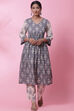 Grey Cotton A-Line Kurta Set image number 0