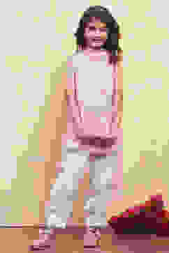 Pink and White Cotton Printed Straight Suit Set image number 6