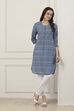 Indigo Blue Geometric Printed Straight Kurta image number 0