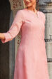 Rose Pink Yard-Dyed Threadwork A-Line Kurta image number 1