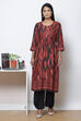 Teal LIVA Flared Printed Kurta Dress image number 3