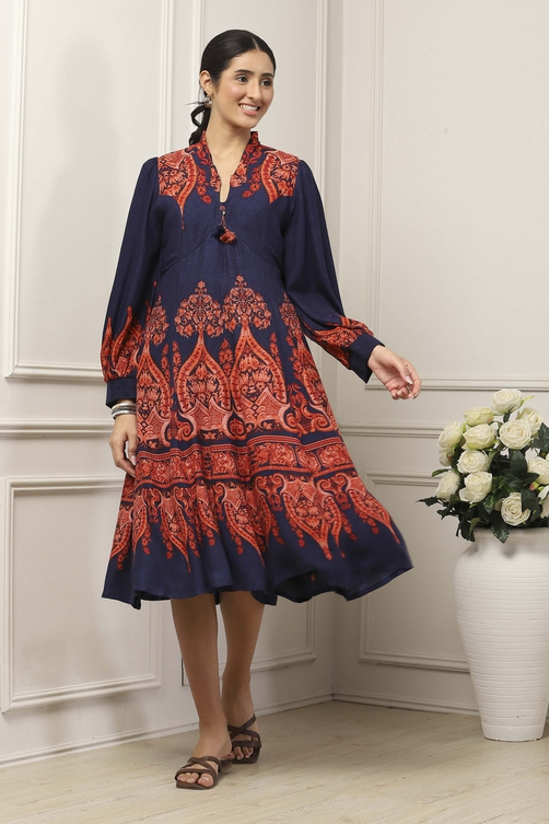 ethnic modern dress Indian Festive Black and Green Silk Knee Length Dress