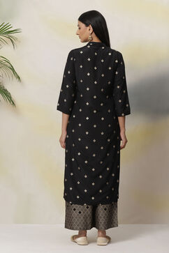 Black Art Silk Straight Printed Kurta image number 5