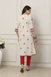 Ivory & Orange Cotton Ethnic Motif Printed Straight Kurta image number 3